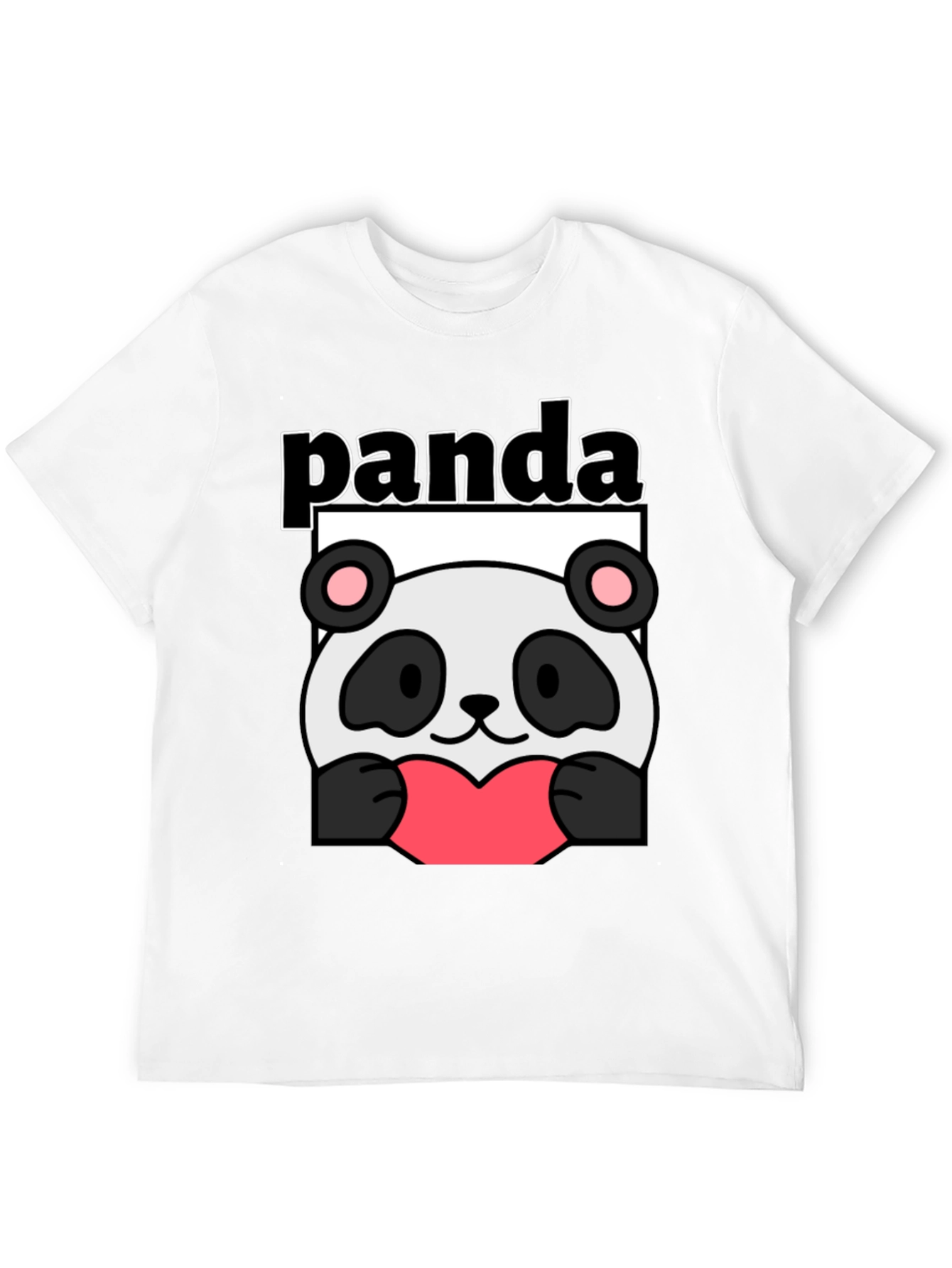 Black Cute Panda Heart Graphic Black T-Shirt view 12