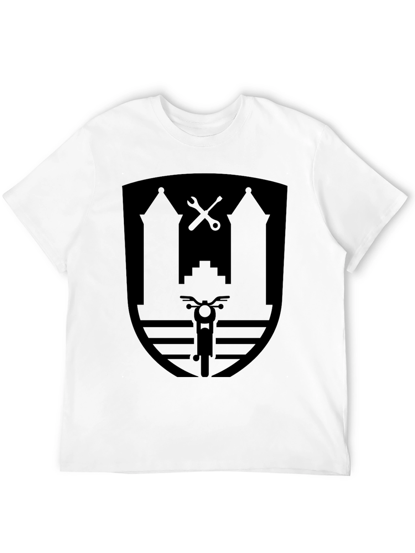 Black Motorcycle Shield Graphic Black T-Shirt view 12