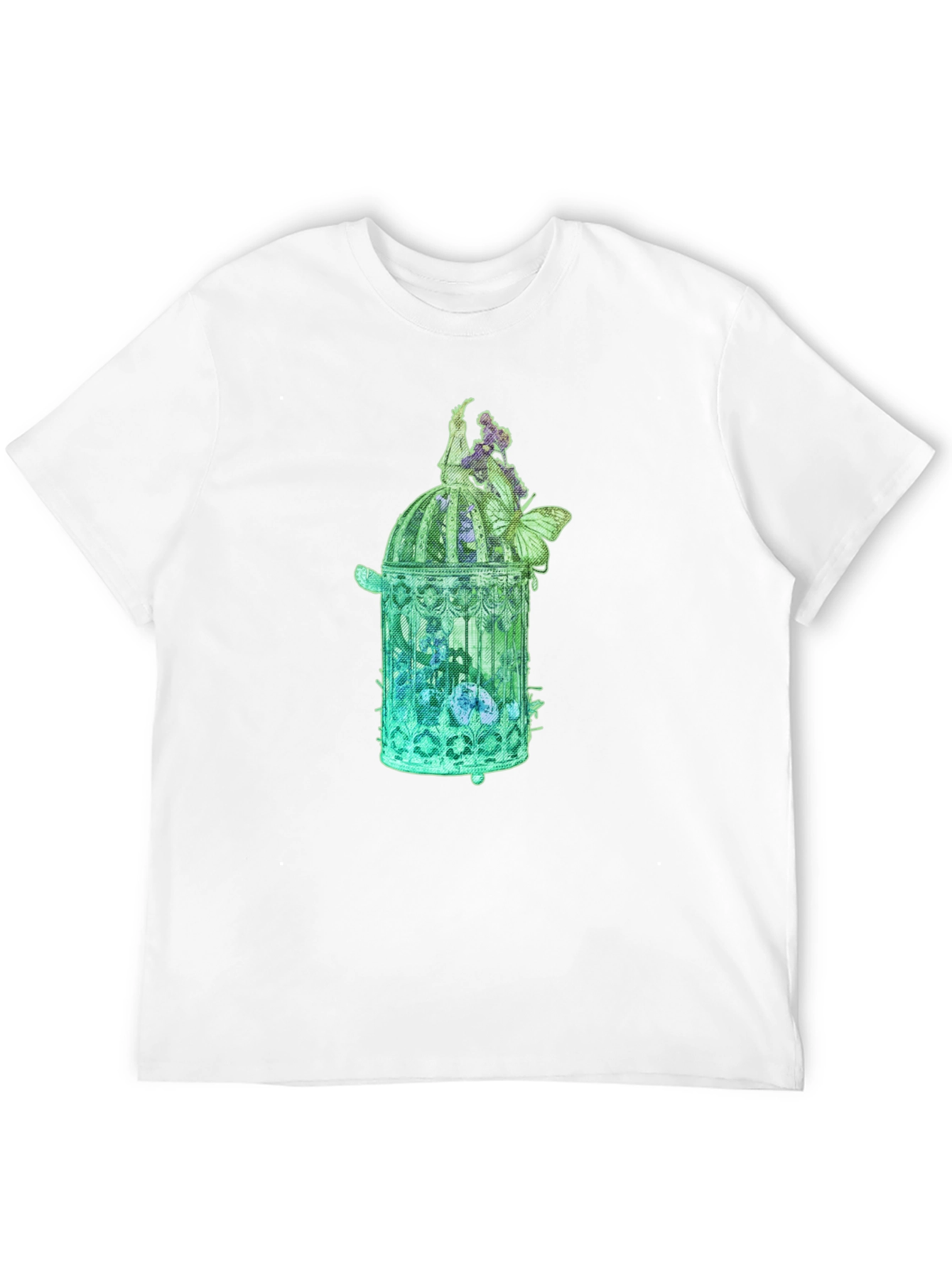 Black Botanical Birdcage Graphic Tee view 12