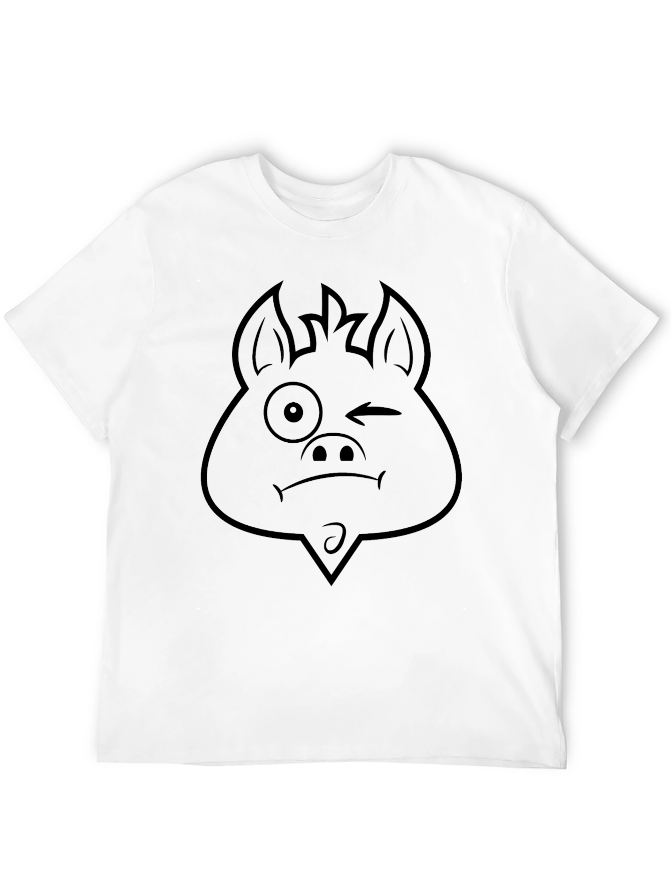 Black Winking Pig Graphic Tee - Black Cotton T-Shirt view 12