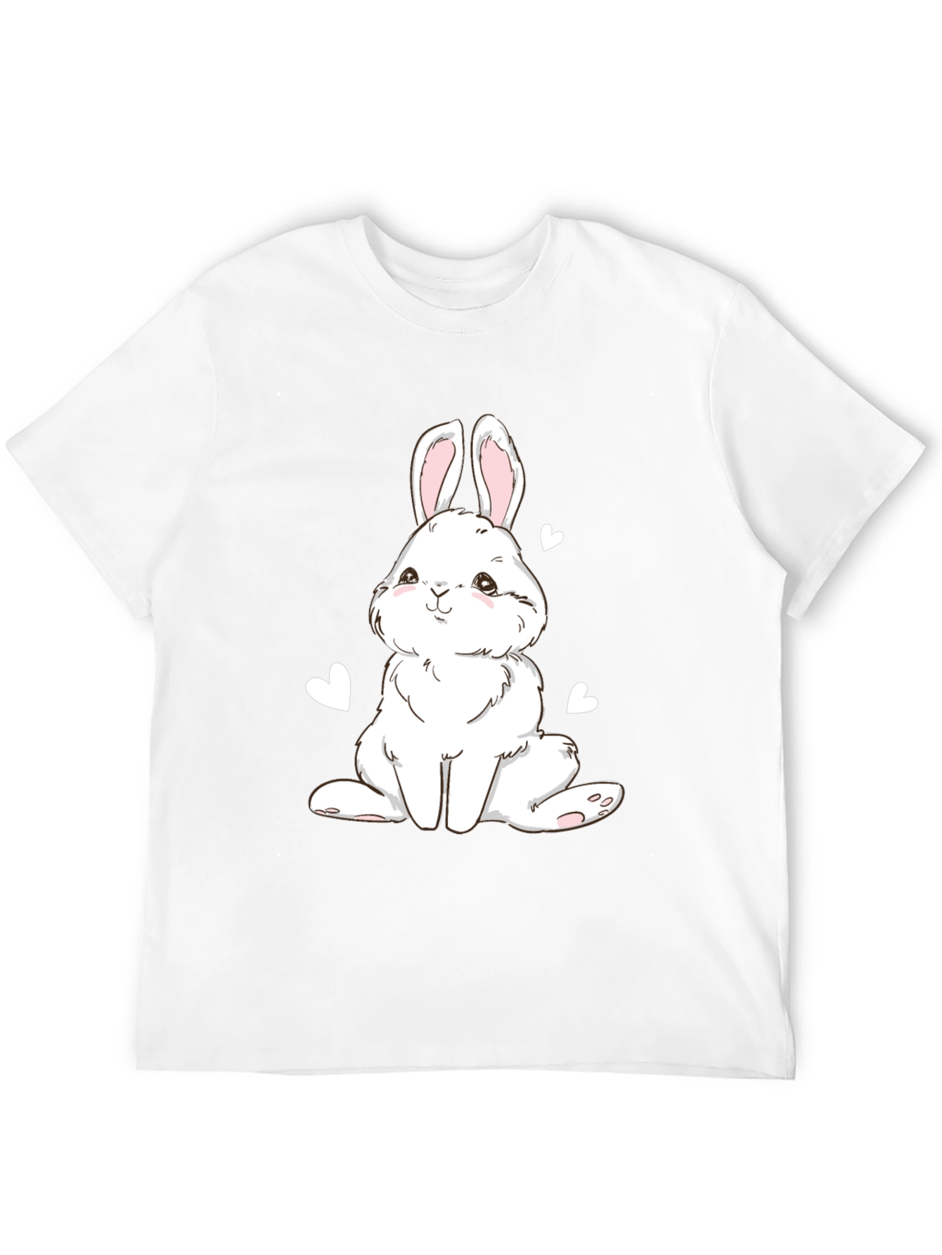 Black Cute Bunny Graphic Tee - Black Cotton Blend T-Shirt view 12