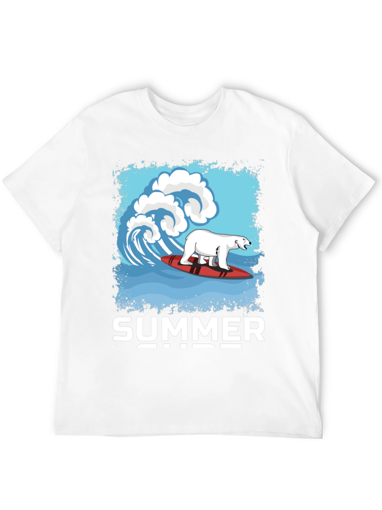 Black Surfing Polar Bear Summer T-Shirt view 12