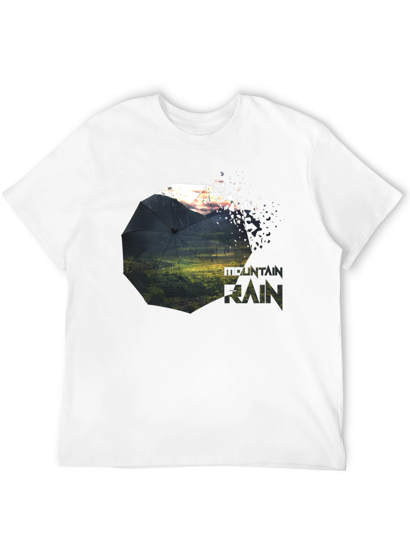 Black Mountain Rain Graphic Tee - Unique Nature Design view 12