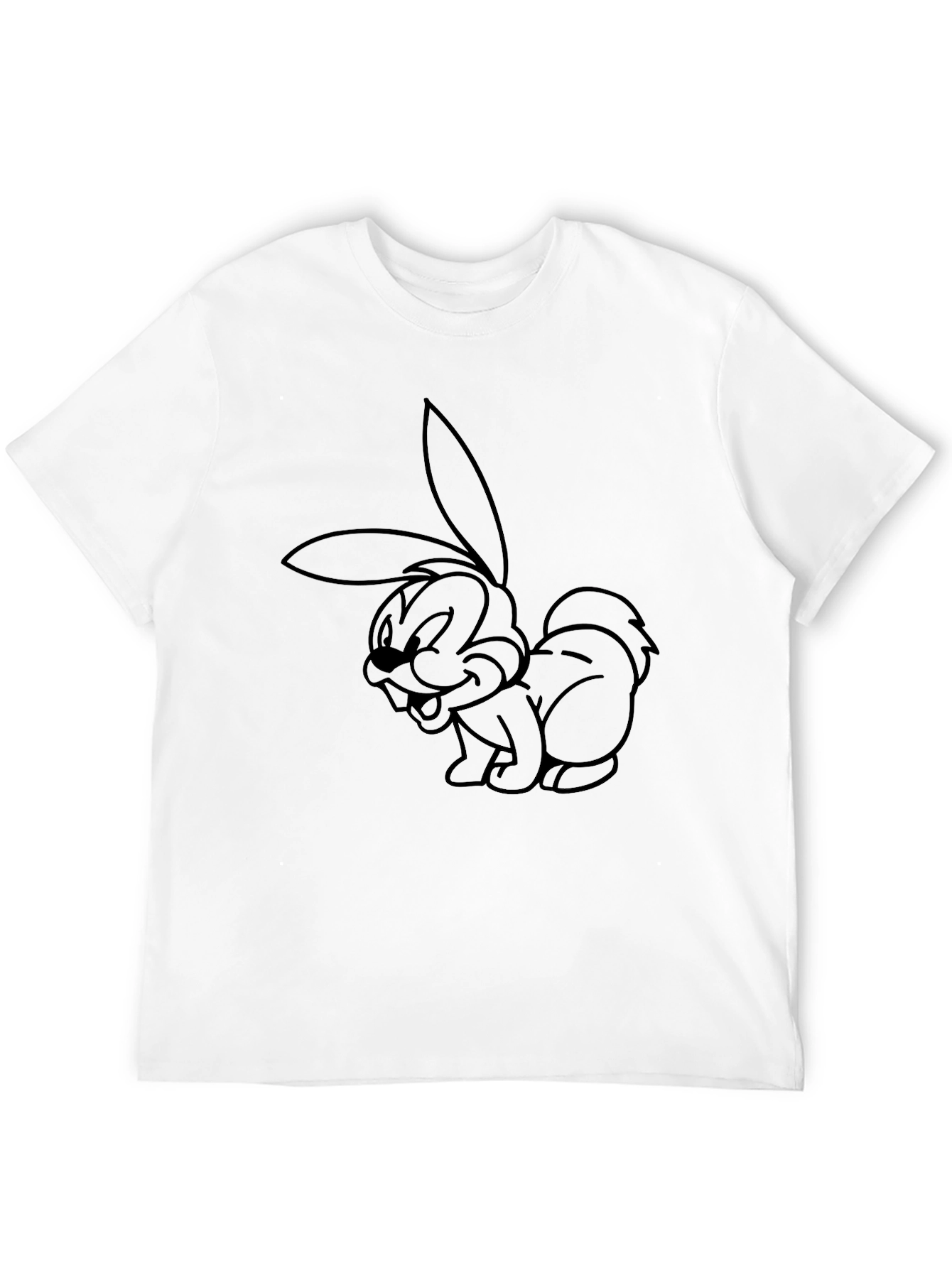 Black Cartoon Rabbit Graphic Black T-Shirt view 12