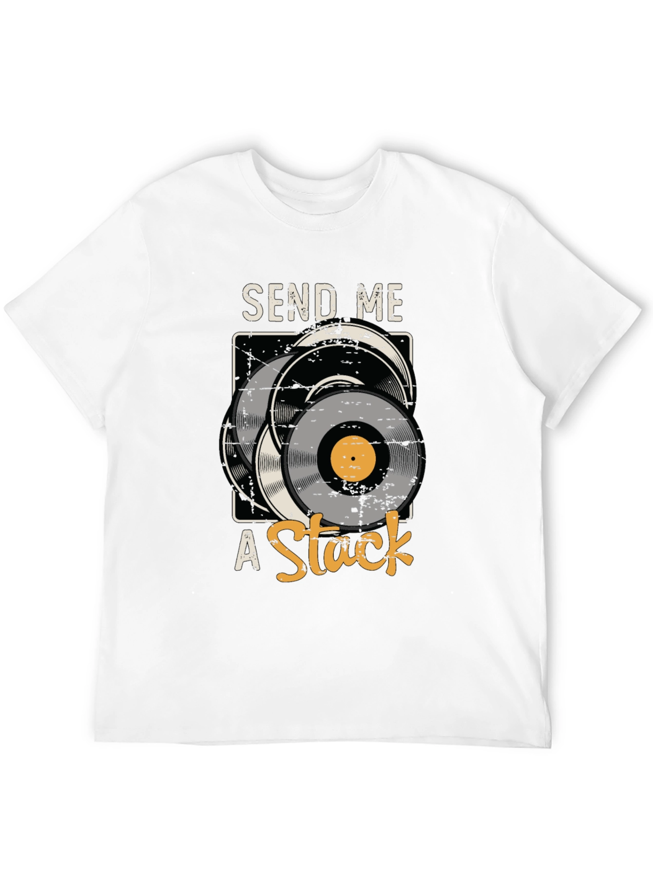 Black Send Me A Stack Vinyl Record Graphic Tee view 12