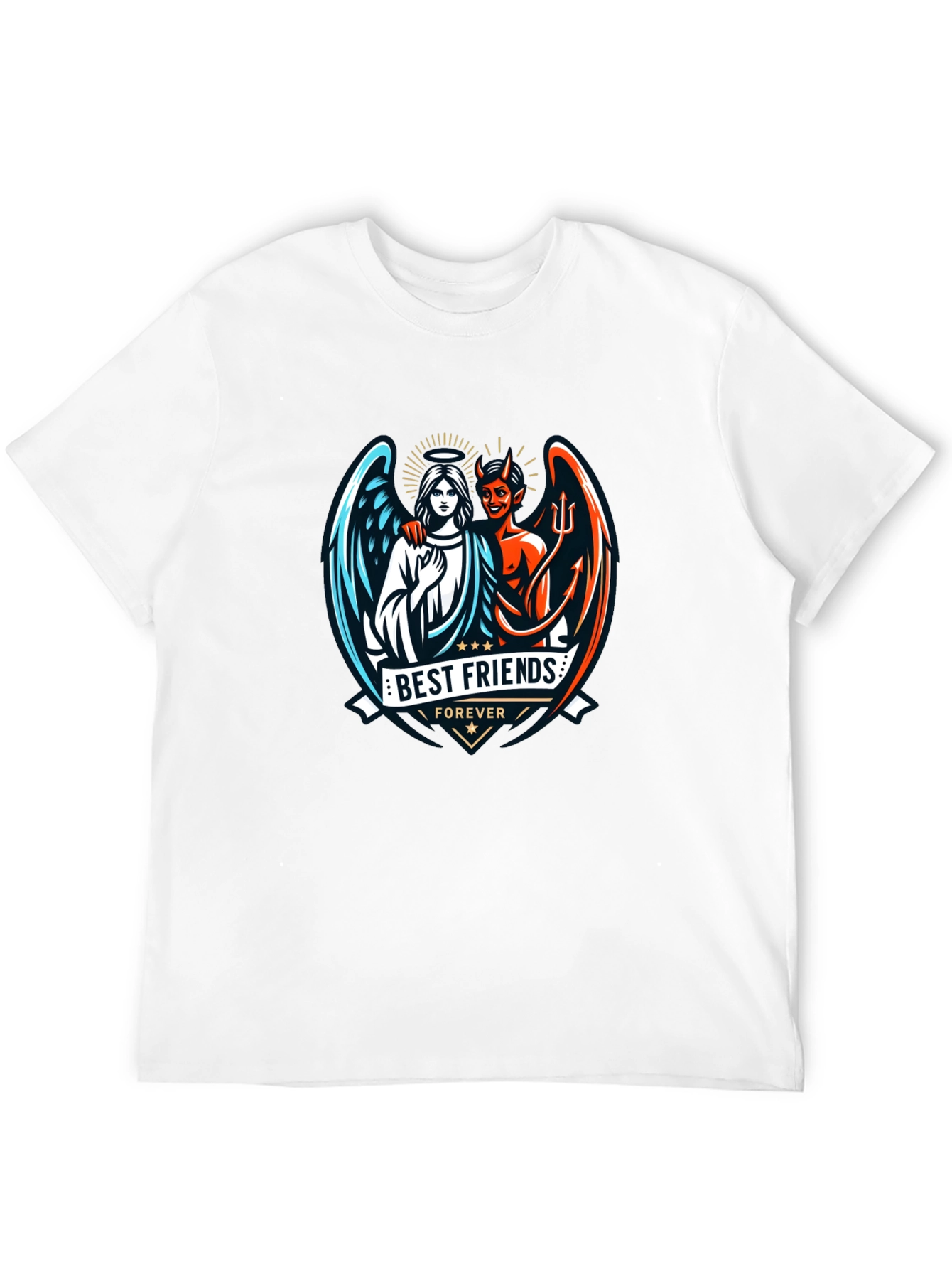 Black Best Friends Forever Graphic T-Shirt - Angel & Devil Design view 12