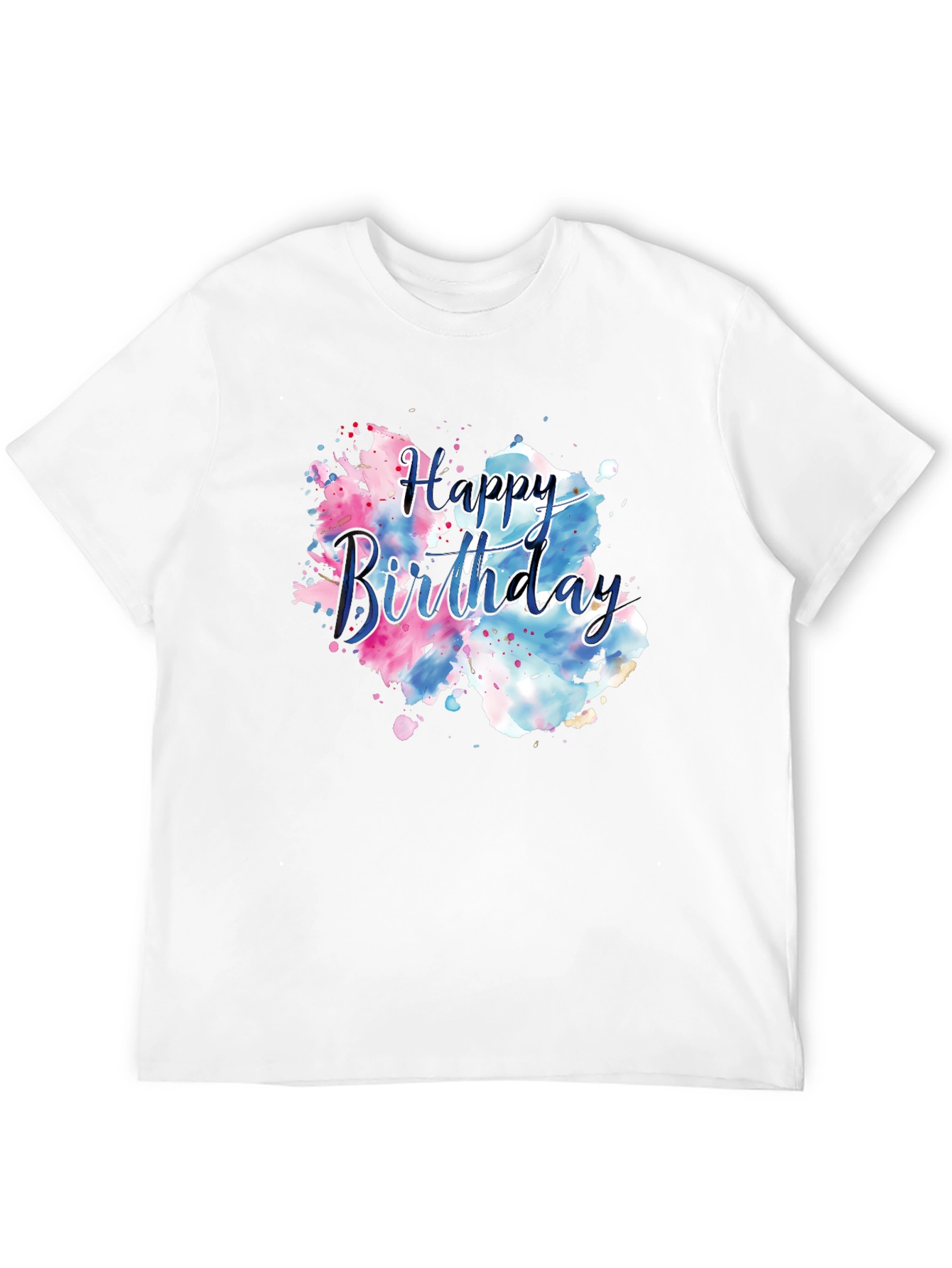 Black Happy Birthday Watercolor T-Shirt view 12