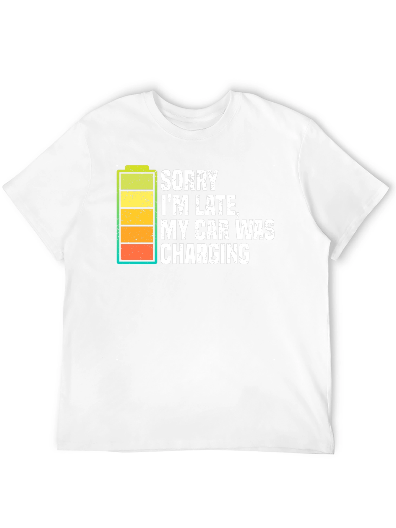 Sorry I'm Late Electric Car Charging Graphic Tee - 12