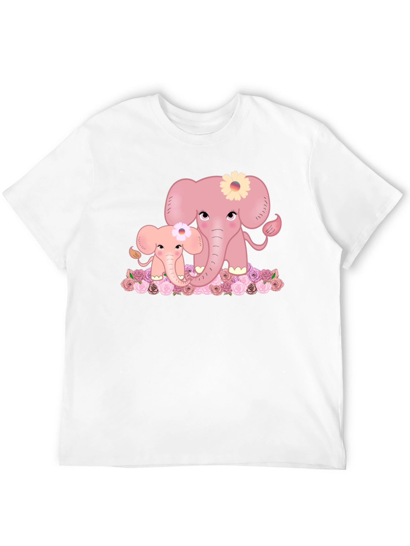 Black Cute Elephant Family Graphic Tee - Black T-Shirt view 12