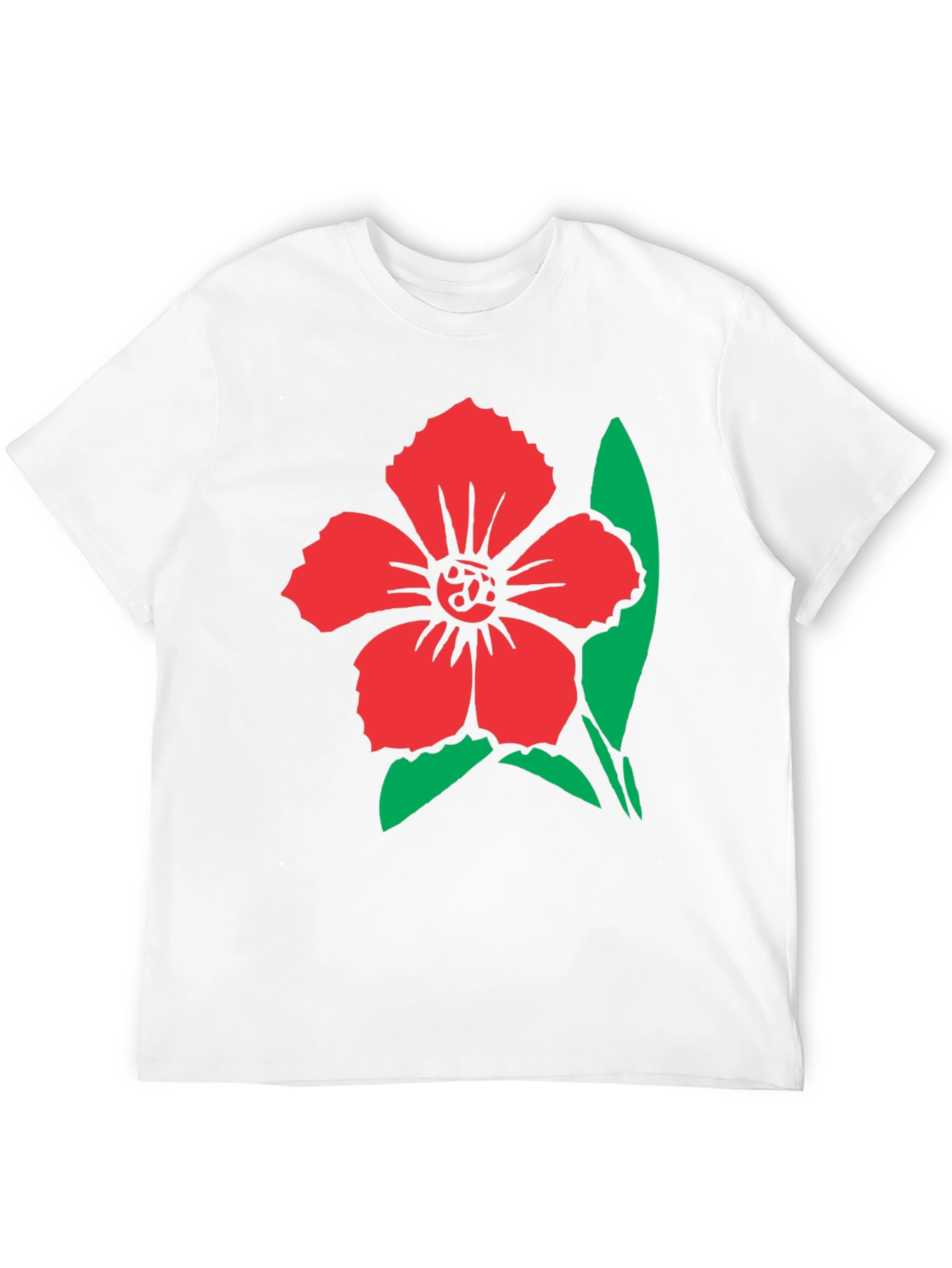 Black Floral Graphic Tee - Red Flower Design on Black Shirt view 12