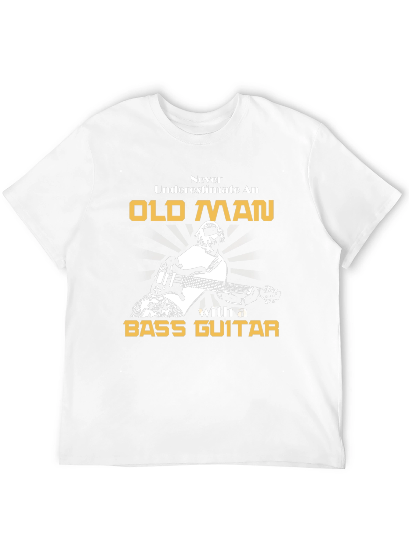 Black Old Man Bass Guitar Graphic T-Shirt view 12