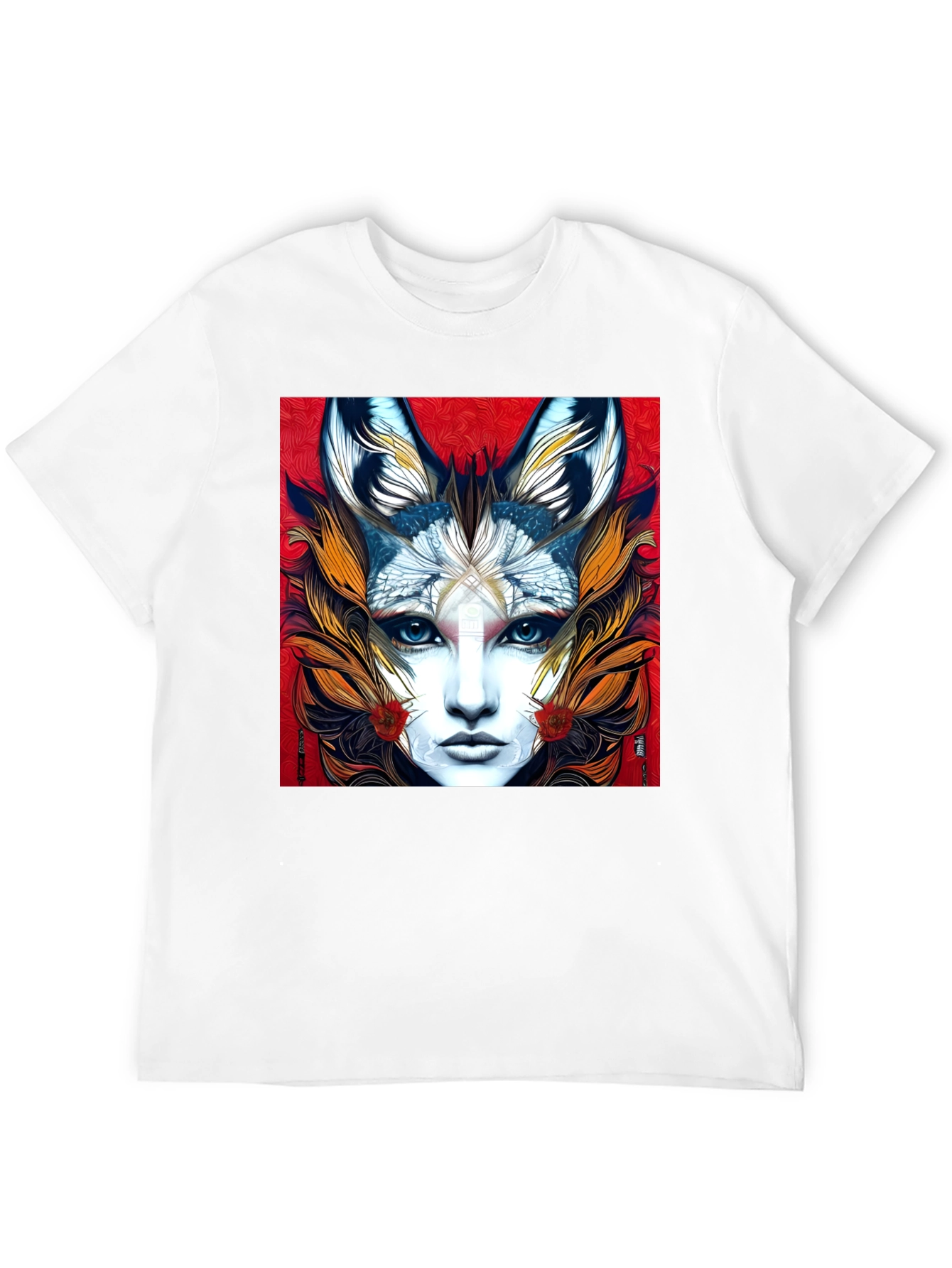 Black Mystic Fox Woman Graphic Tee - Unique Art T-Shirt view 12