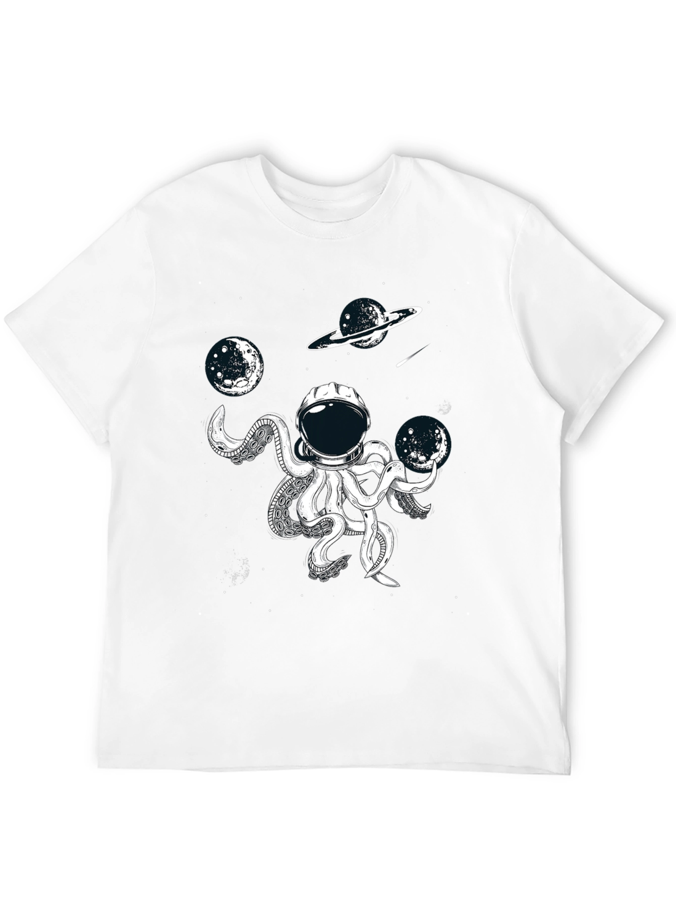Black Cosmic Octopus Astronaut T-Shirt - Space Adventure Tee view 12