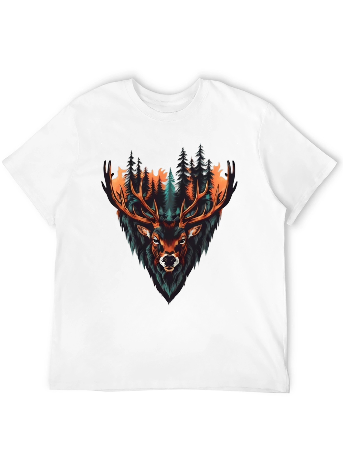 Black Men's Graphic Tee - Deer in Forest view 12