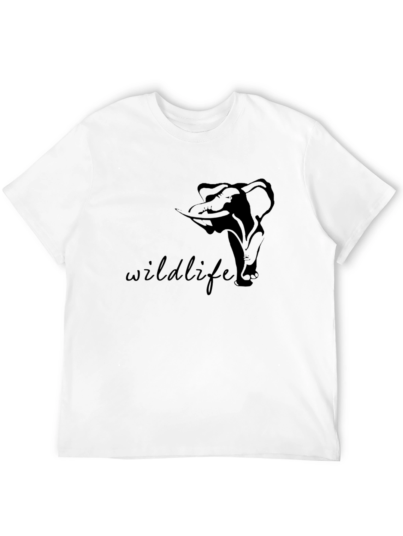 Black Wildlife Elephant Graphic Print Black T-Shirt view 12