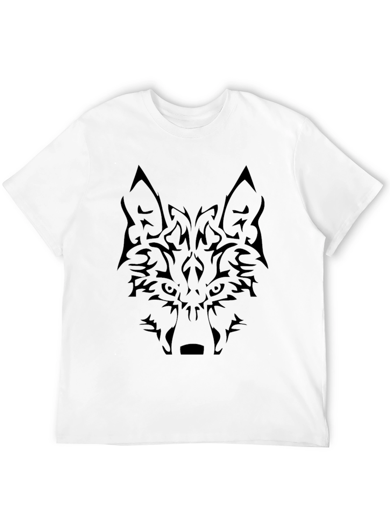 Black Tribal Wolf Graphic Tee - Black Cotton Blend Shirt view 12