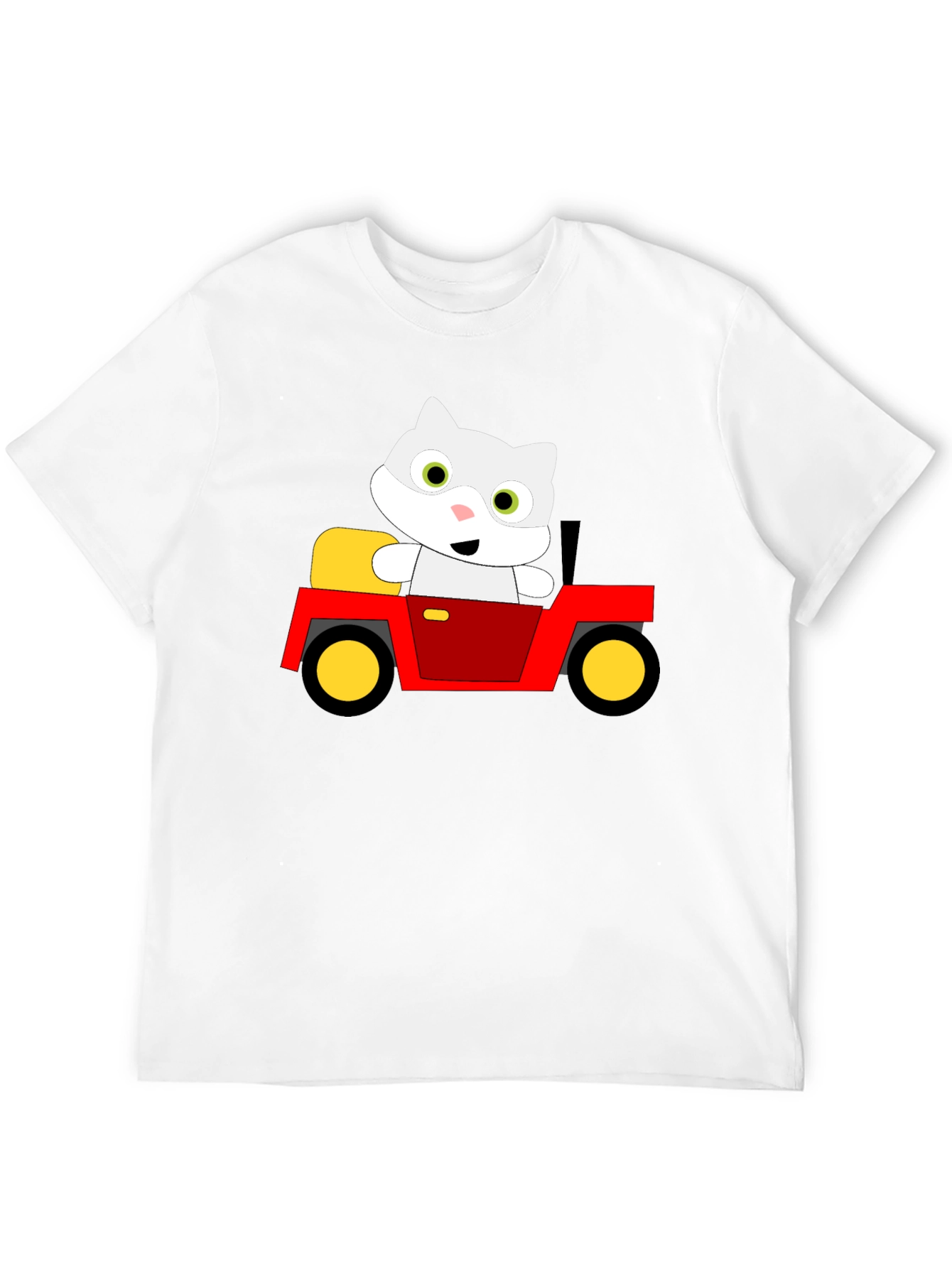 Black Cute Cartoon Cat in Car Graphic T-Shirt view 12