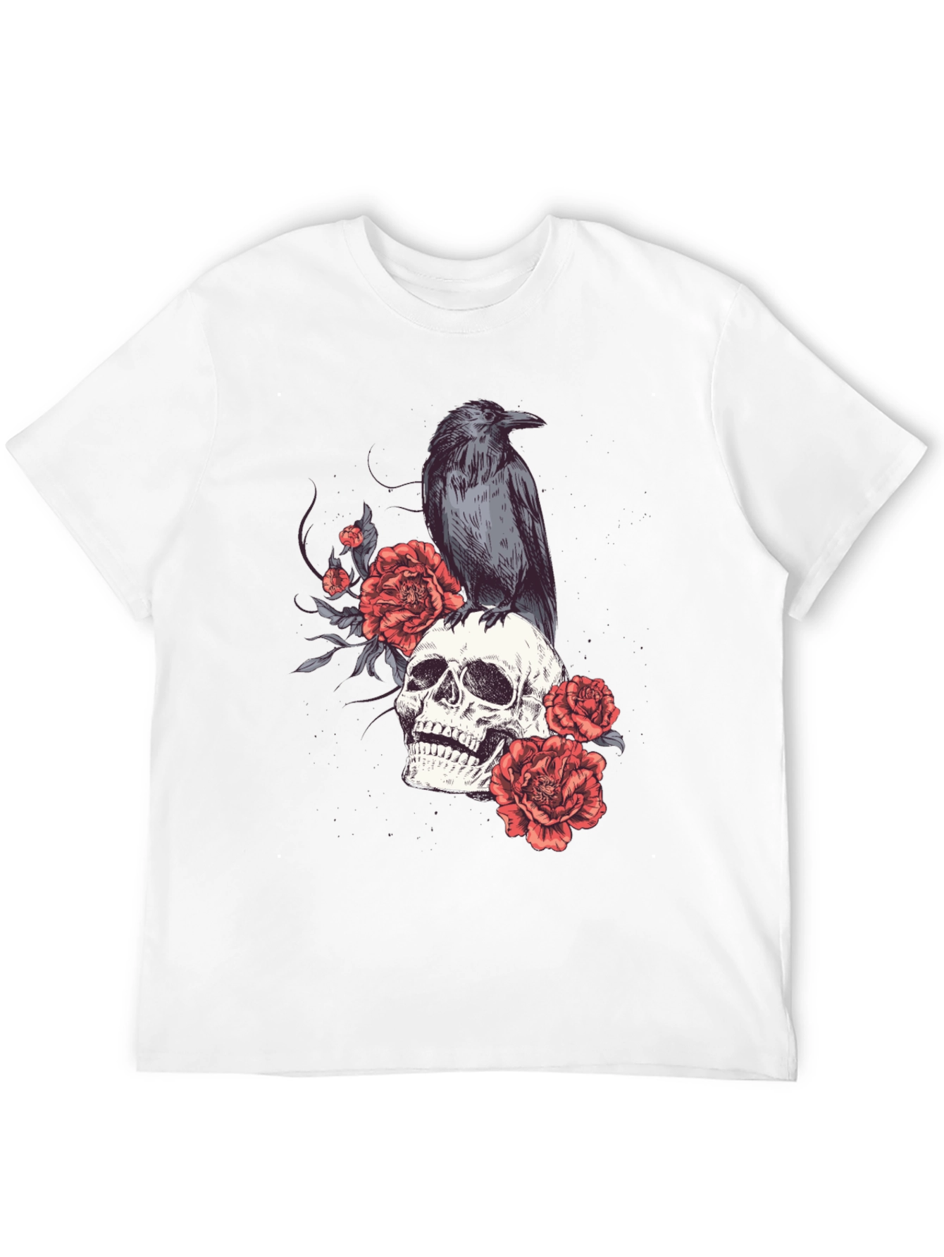Black Skull & Raven Graphic Tee - Gothic Style view 12