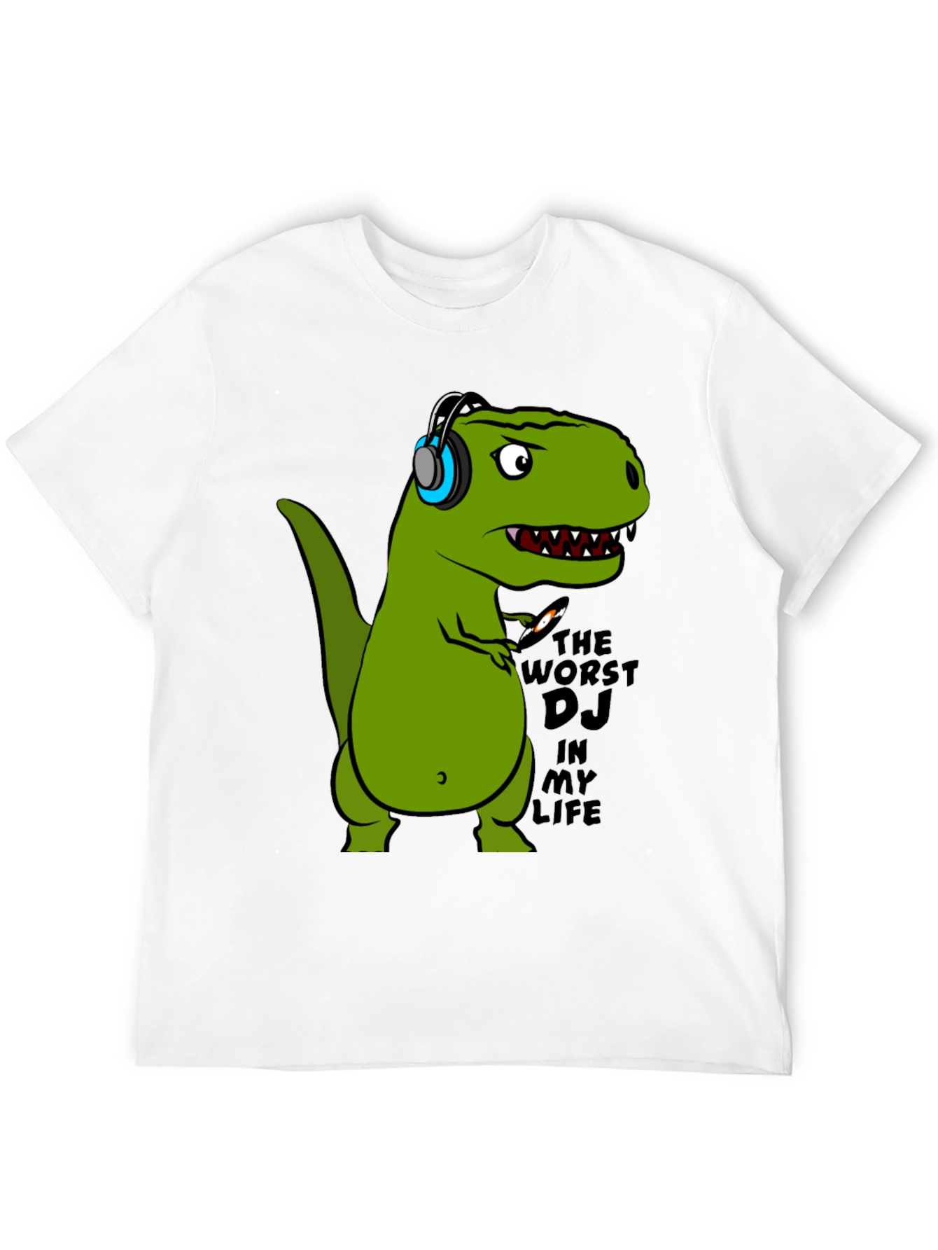 Black Dino DJ T-Shirt - Black Cotton Graphic Tee view 12