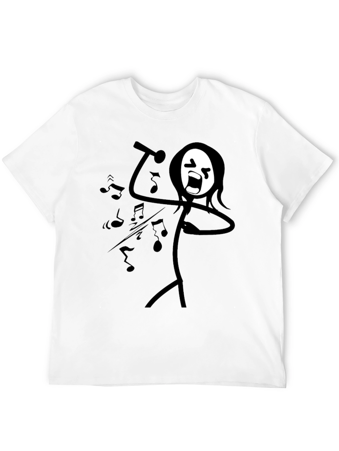 Black Singing Stick Figure Graphic Tee - Black Cotton view 12