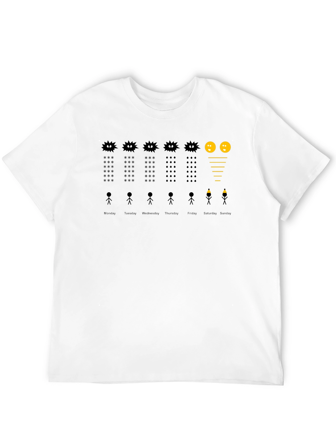 Black Work Week T-Shirt - Funny Stick Figure Design view 12