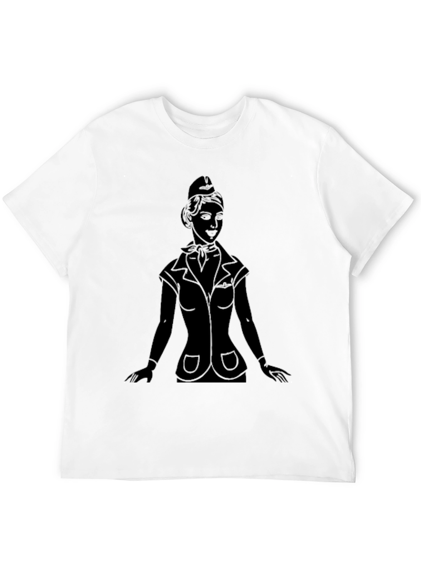 Black Retro Flight Attendant Graphic Tee - Black Unisex T-Shirt view 12