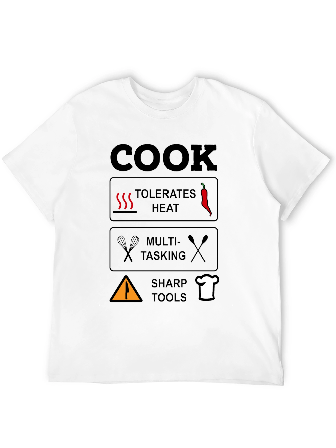 Black Cook T-Shirt: Tolerates Heat, Multi-Tasking, Sharp Tools view 12