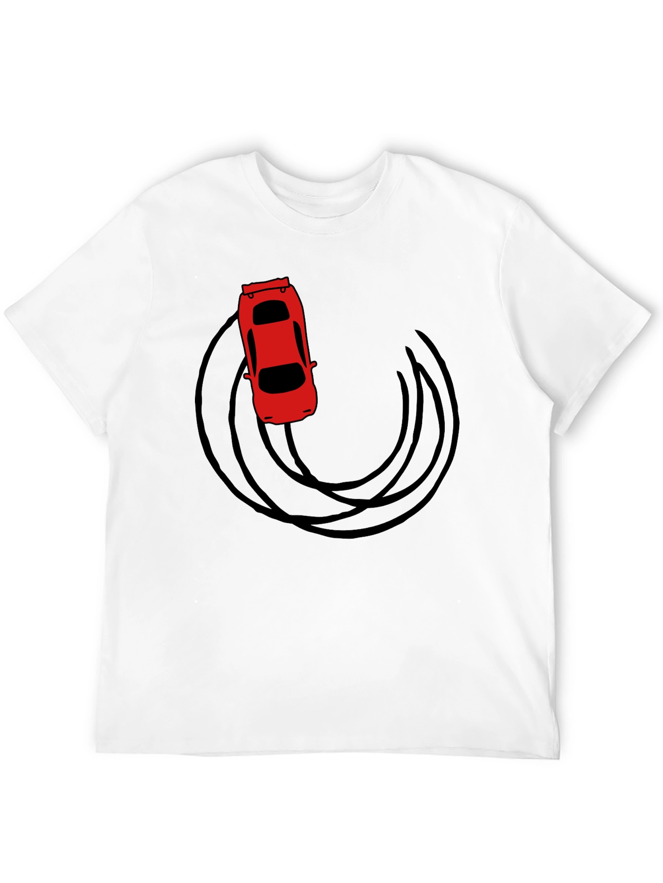 Black Red Car Drift Graphic T-Shirt - Black Cotton Tee view 12
