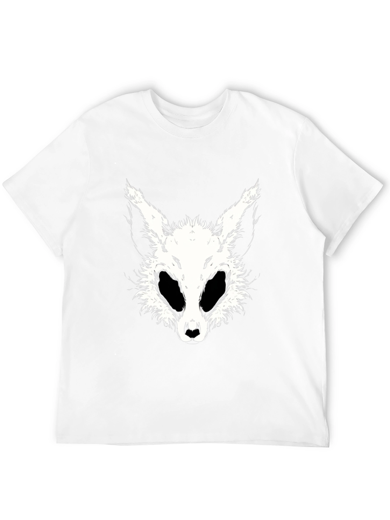 Black Black T-Shirt with White Animal Face Graphic view 12