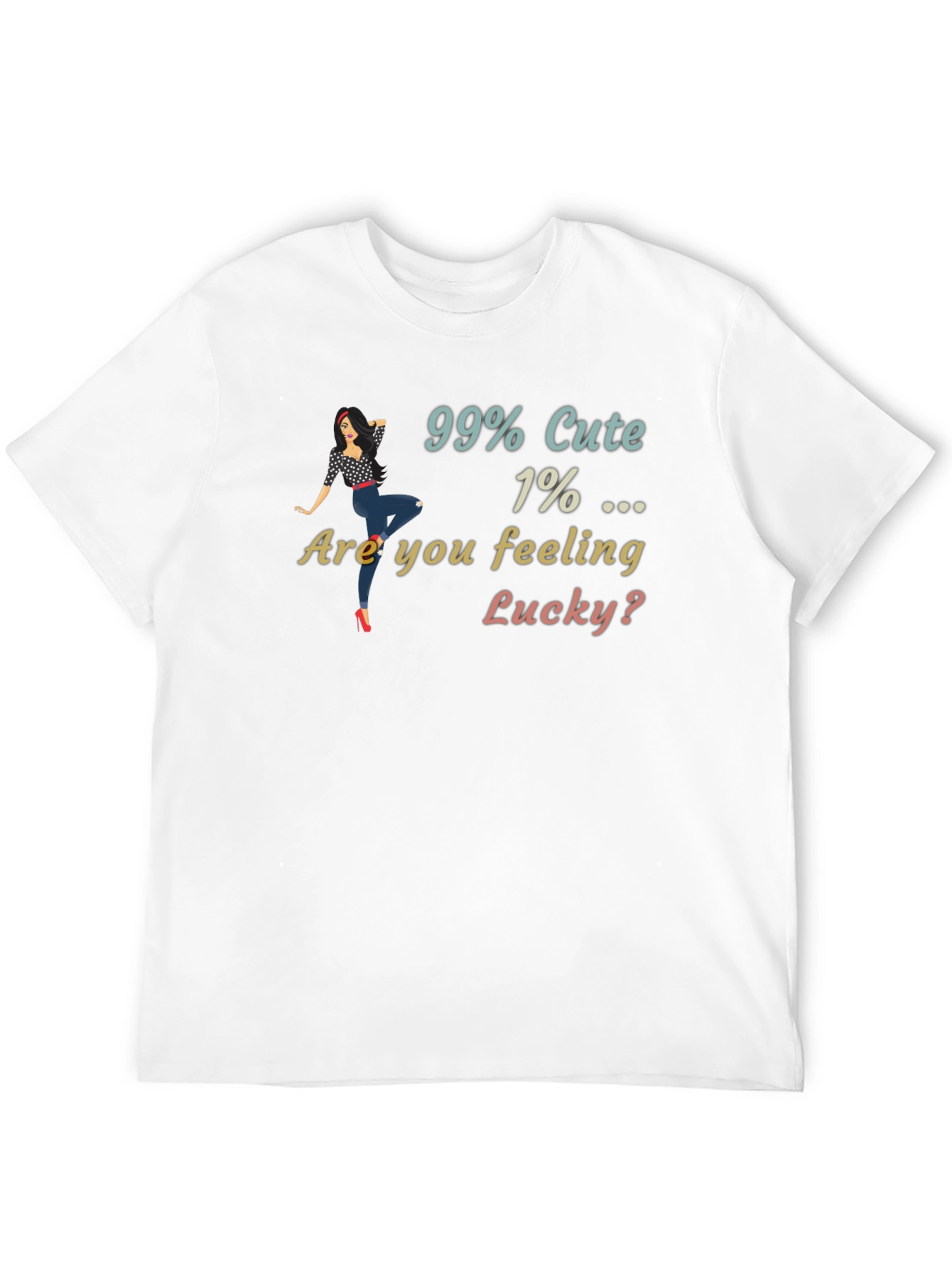 Black 99% Cute T-Shirt Lucky Graphic Print view 12