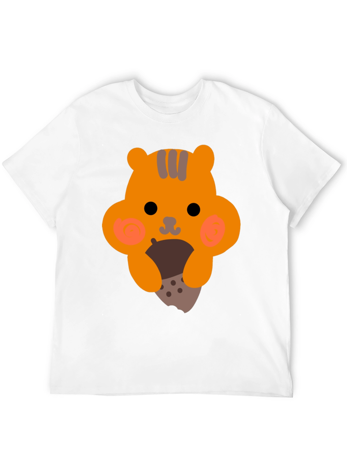 Black Cute Cartoon Squirrel Eating Nut Graphic T-Shirt view 12