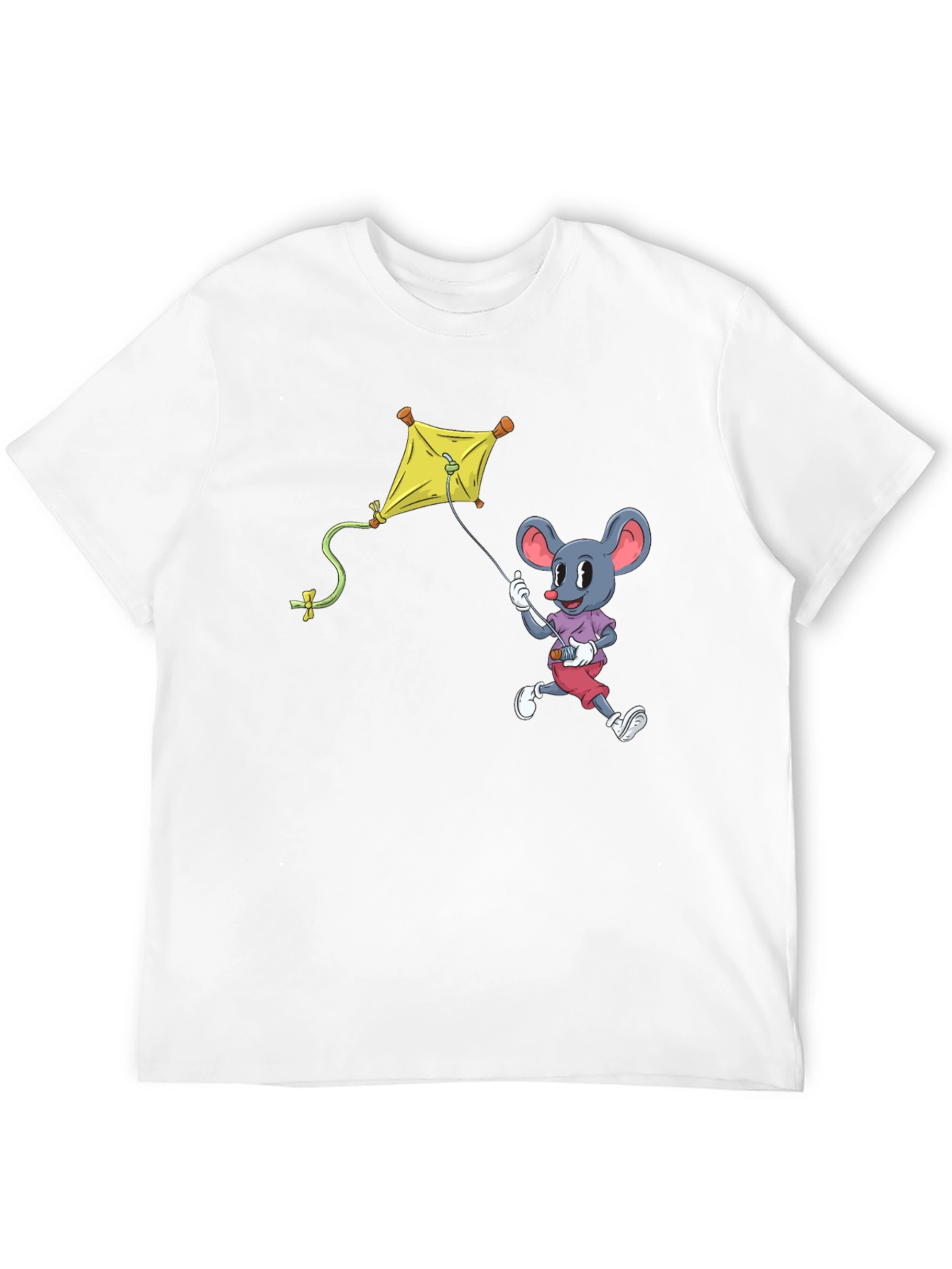 Black Mouse Kite T-Shirt - Cartoon Graphic Tee view 12