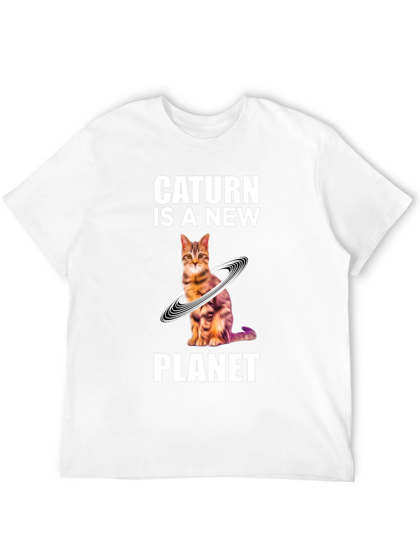 Black Caturn is a New Planet T-Shirt - Novelty Space Cat Tee view 12