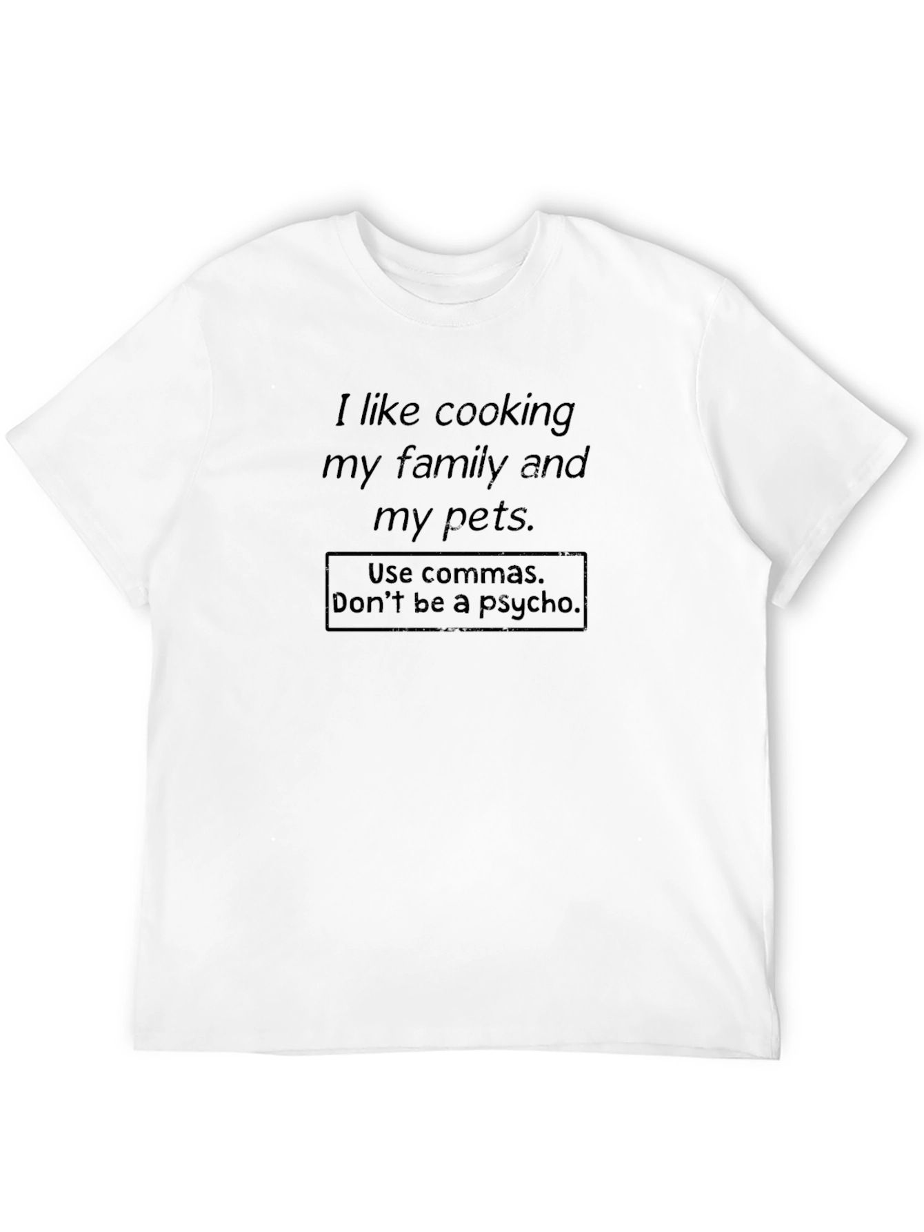 Black Funny Grammar T-Shirt - Family, Pets, and Commas view 12