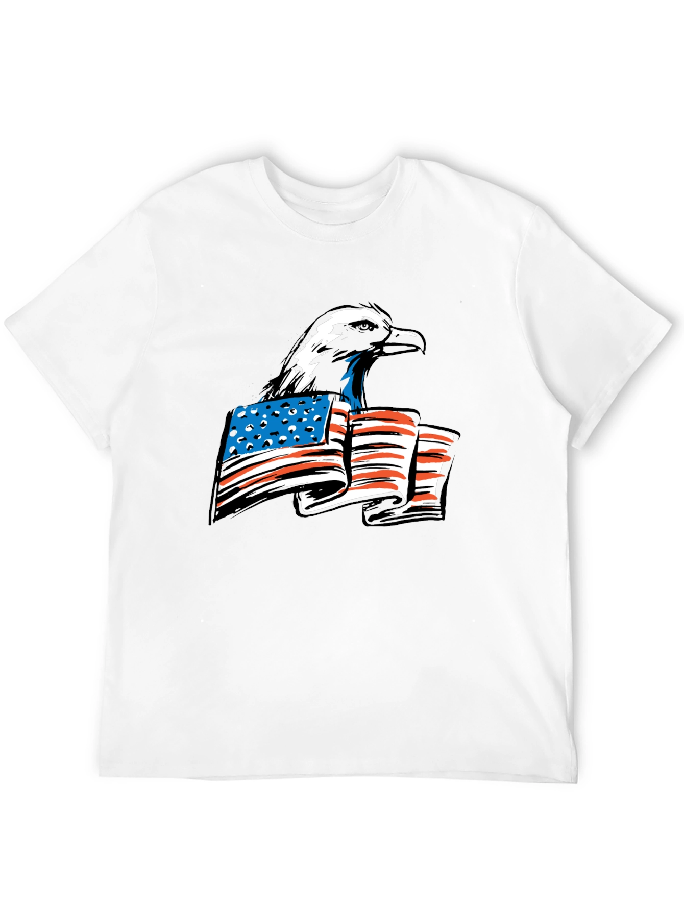 Black Bald Eagle American Flag Graphic Tee view 12