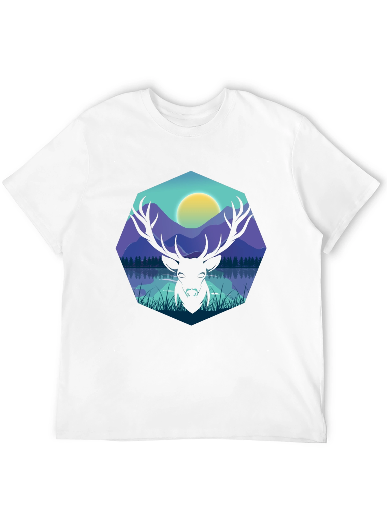 Black Deer Silhouette Graphic Tee - Men's Black T-Shirt view 12