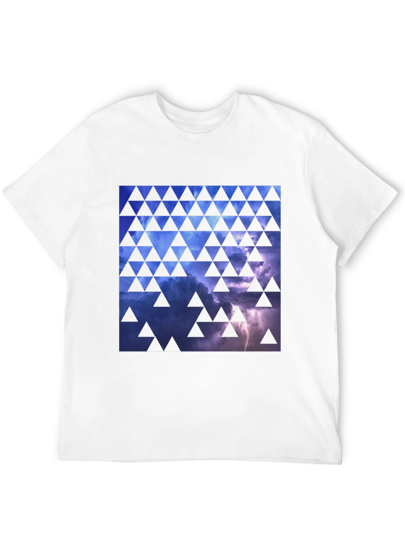 Black Stormy Sky Triangle Pattern Black T-Shirt view 12