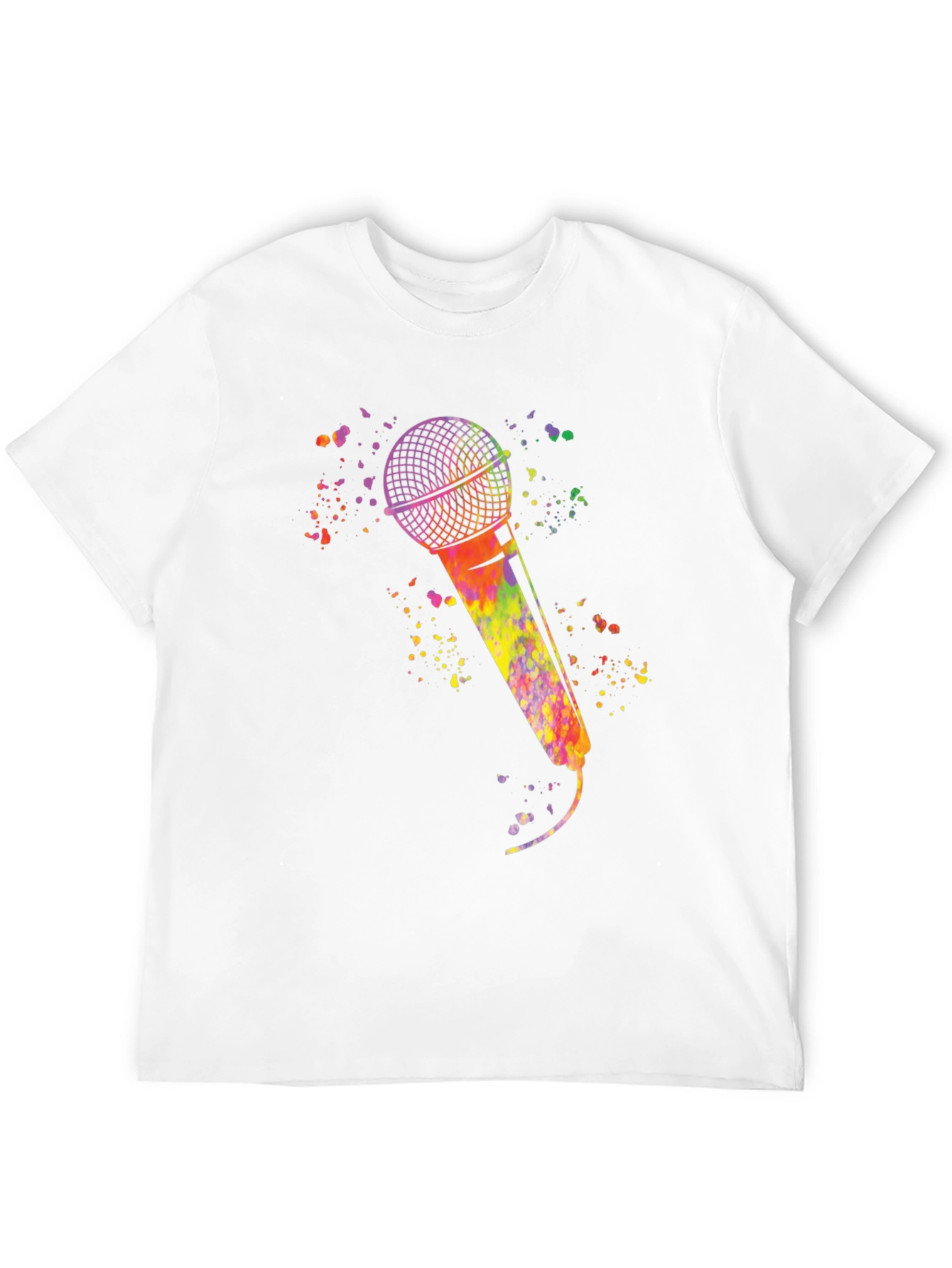 Black Watercolor Microphone Black T-Shirt view 12