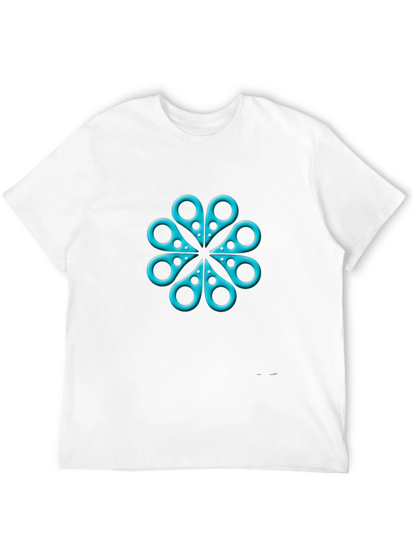 Black Cyan Scissors Floral Tee - Unique Graphic Design view 12