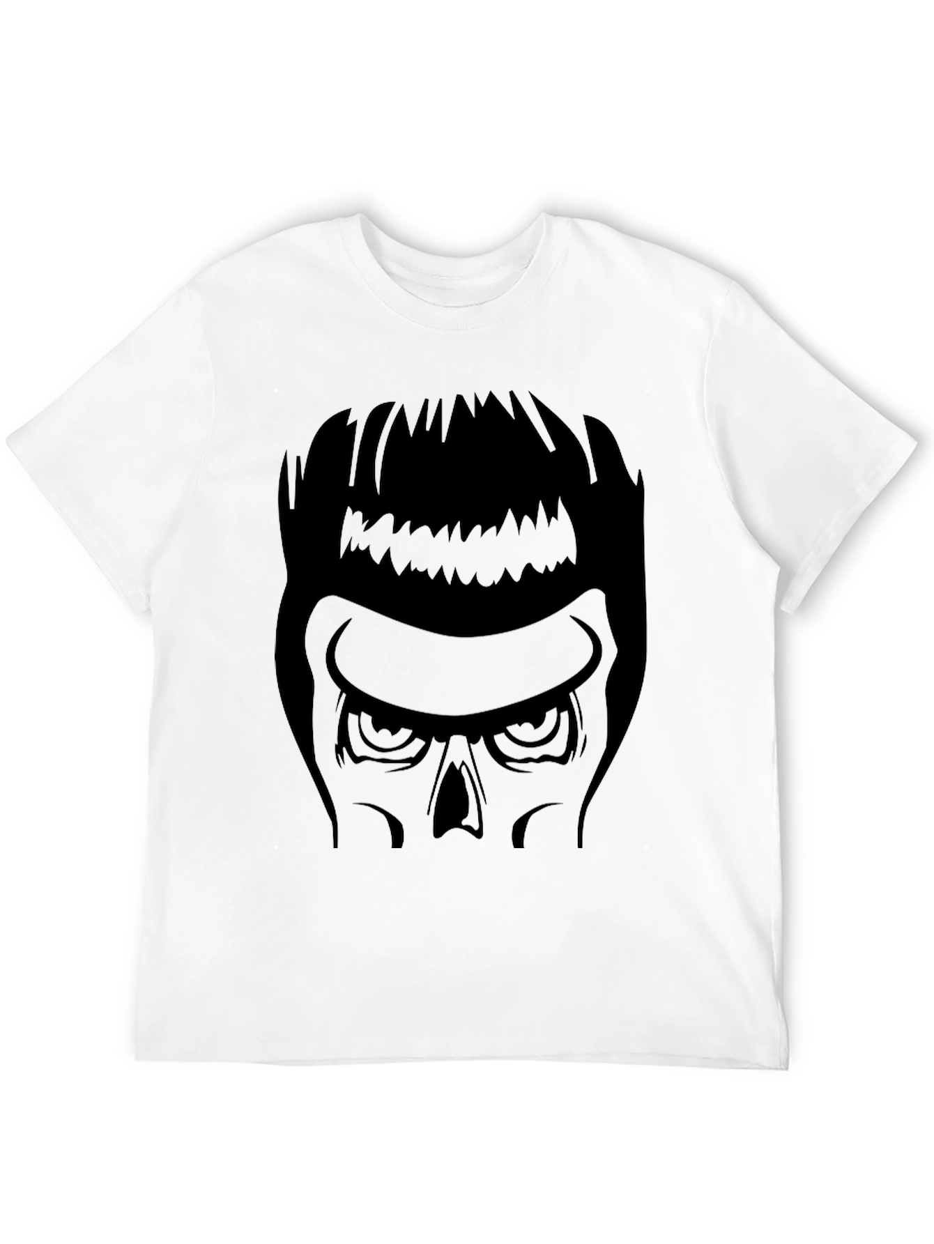 Black Skull Haired Men's Black Graphic Tee view 12