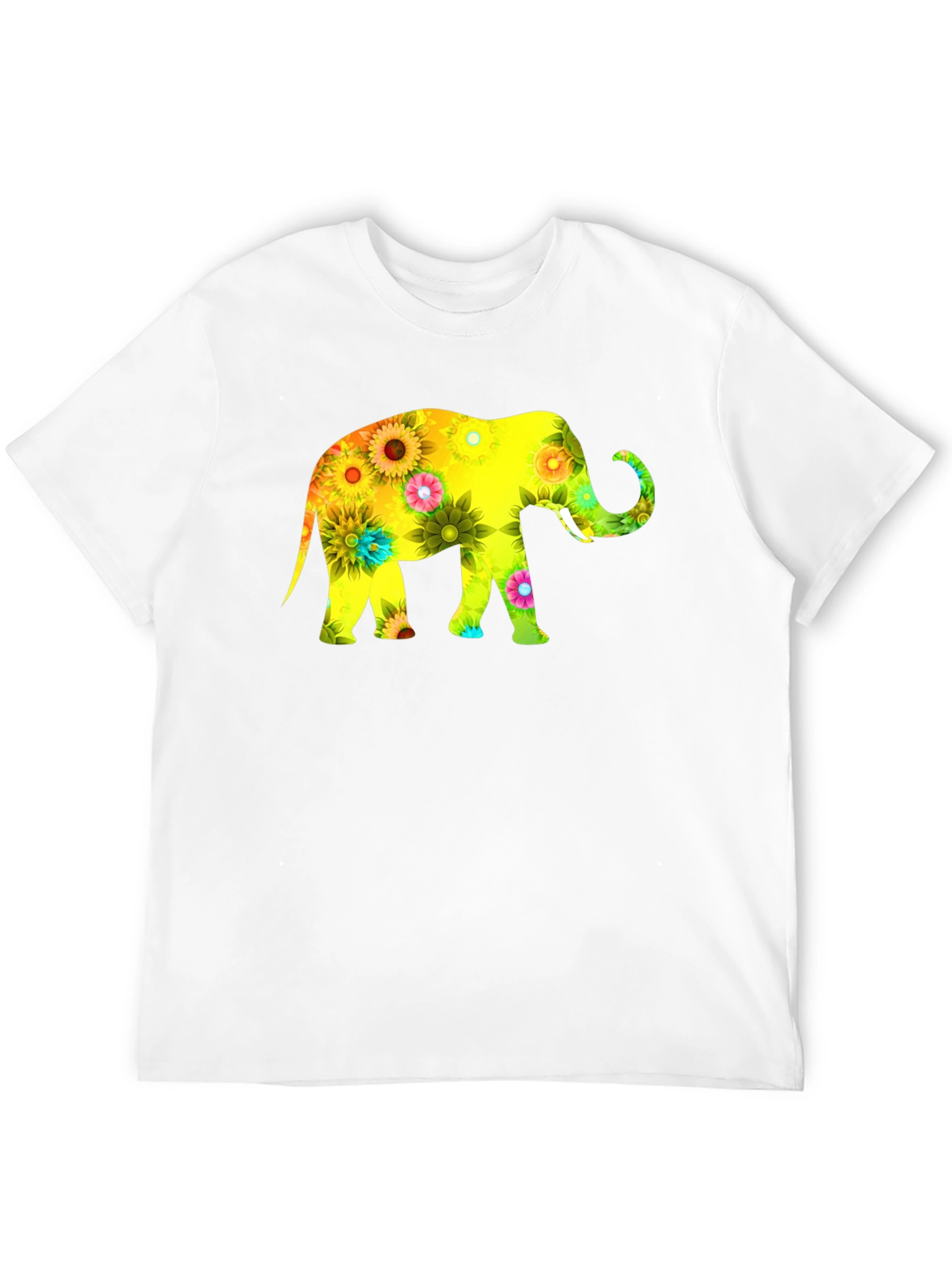 Black Floral Elephant Graphic Print T-Shirt view 12