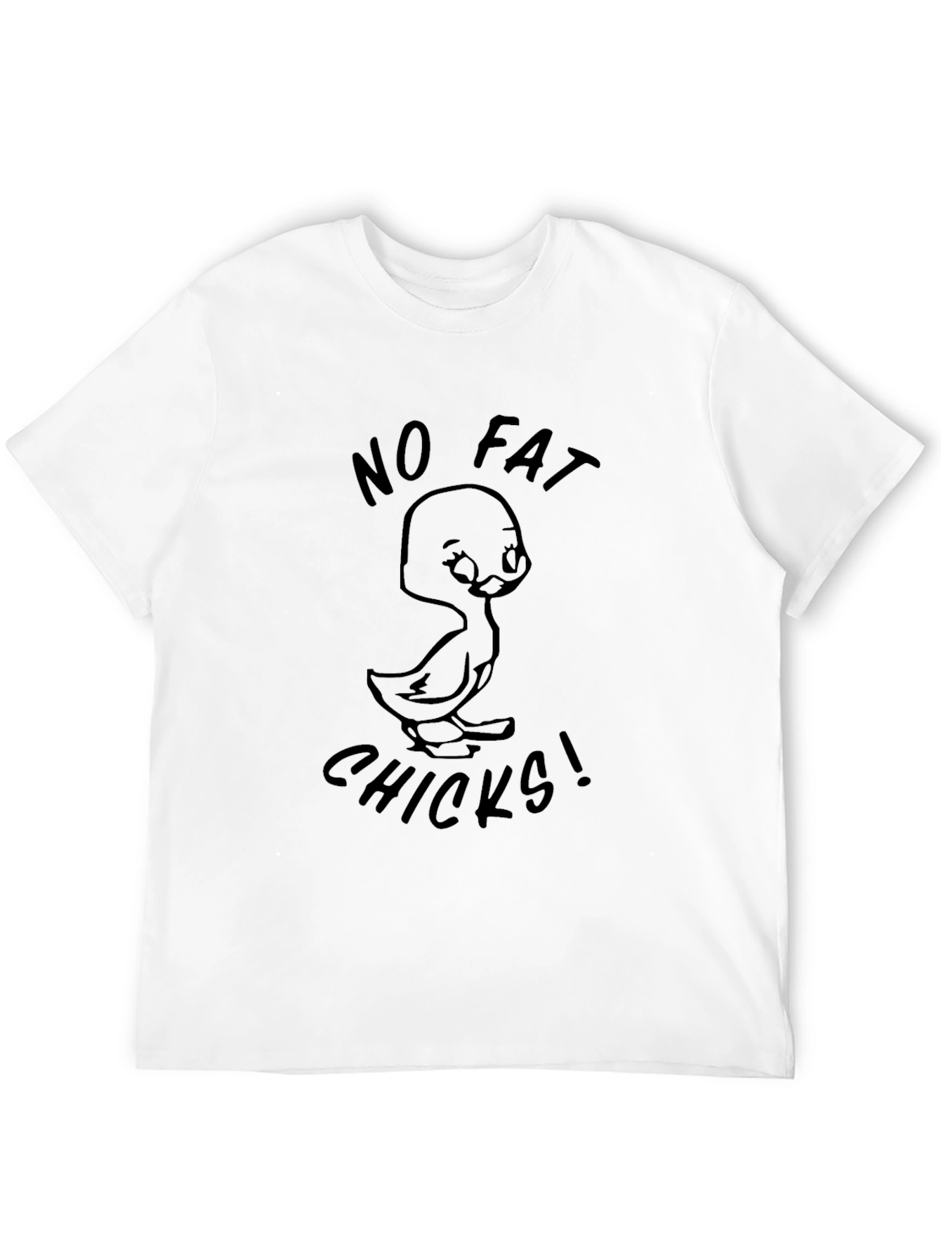 Black Humorous "No Fat Chicks!" Graphic Tee view 12