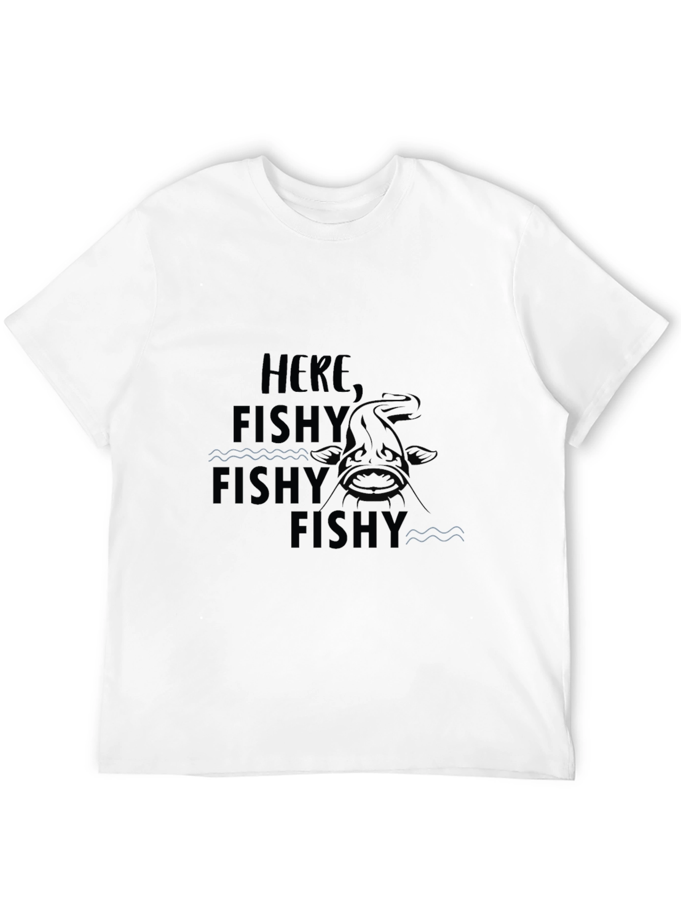 Black Here Fishy Fishy Fishy Funny Graphic T-Shirt view 12