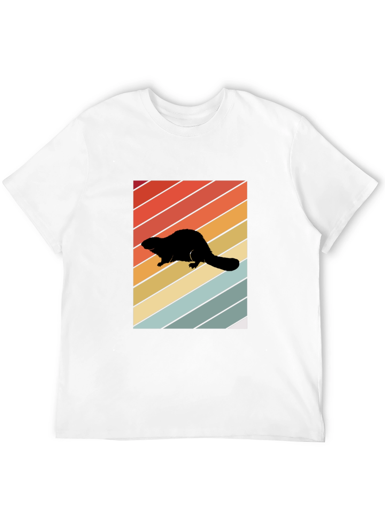 Black Retro Beaver Silhouette T-Shirt view 12