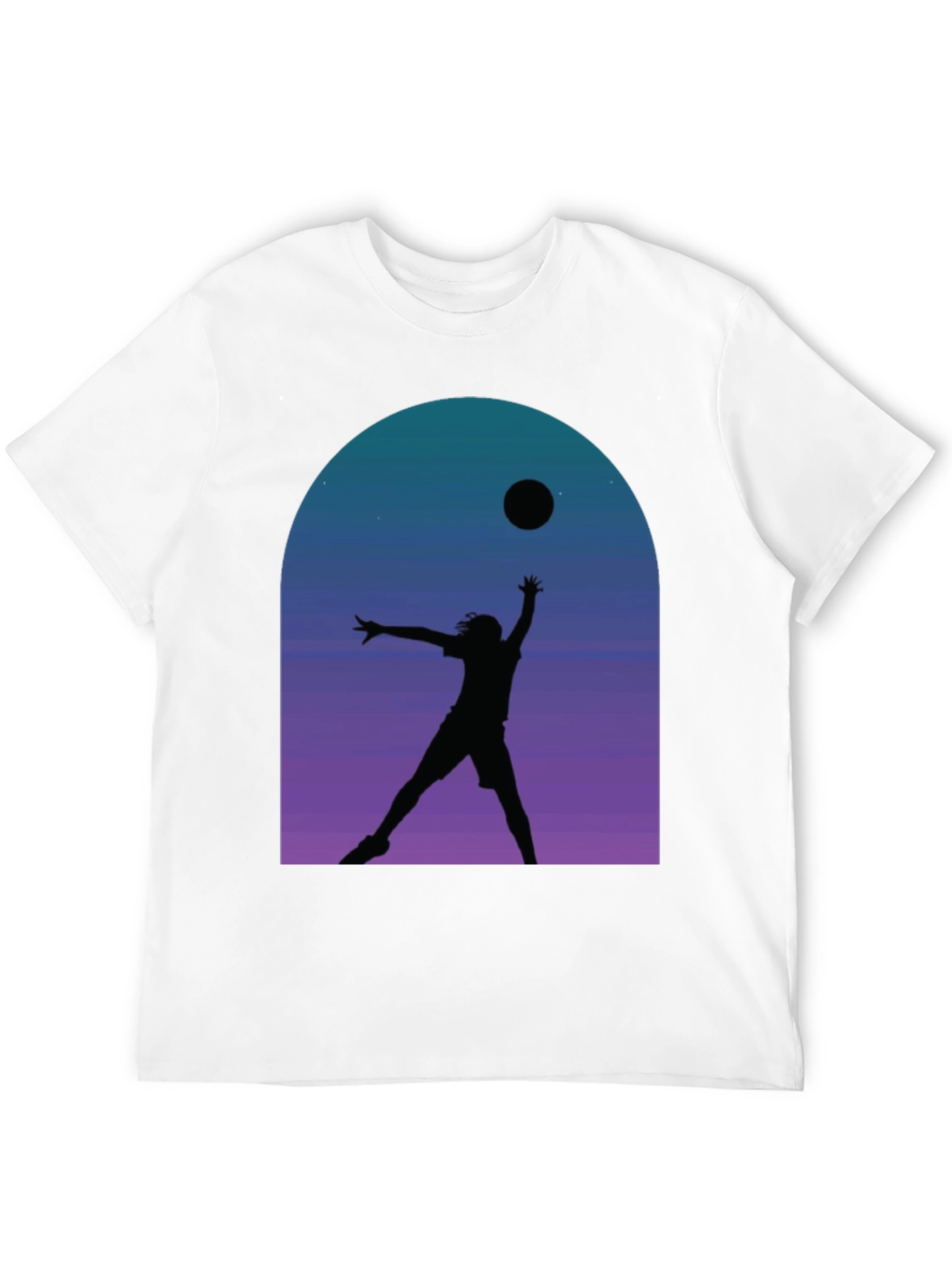 Black Silhouette Volleyball T-Shirt - Night Sky Graphic Tee view 12