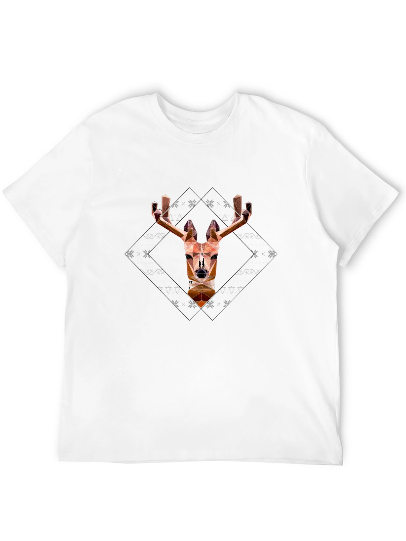 Black Geometric Deer Head Graphic Black T-Shirt view 12