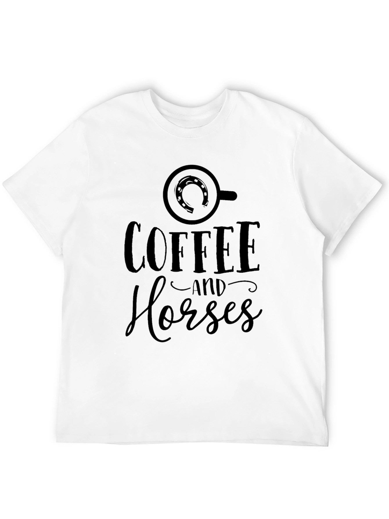 Black Coffee and Horses Graphic Tee - Unisex Black T-Shirt view 12