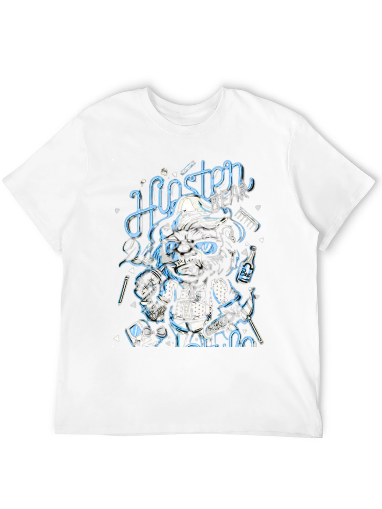 Black Hipster Bear Graphic T-Shirt - Cool Cartoon Print view 12