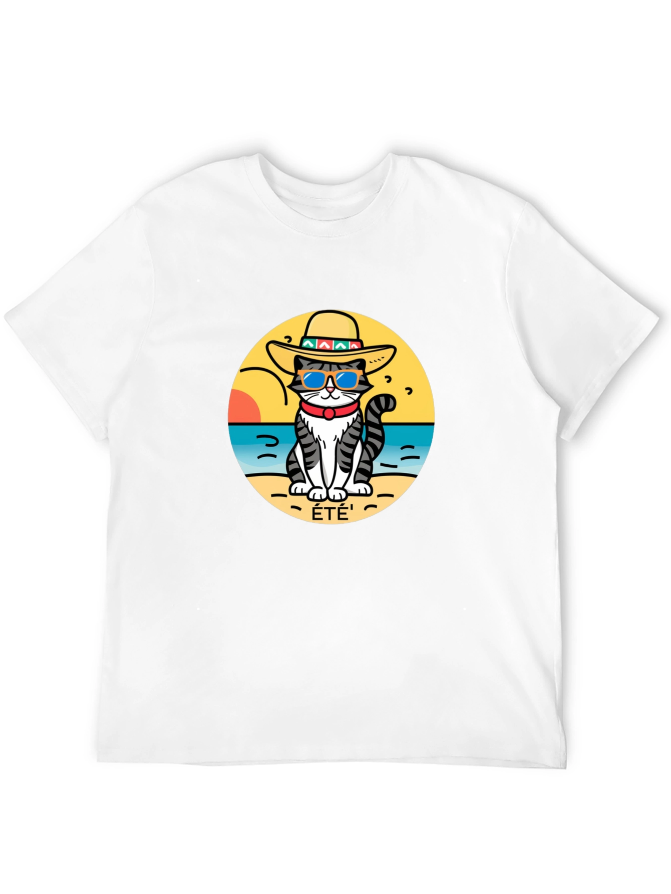 Black Summer Cat T-Shirt - Beach Vibes view 12