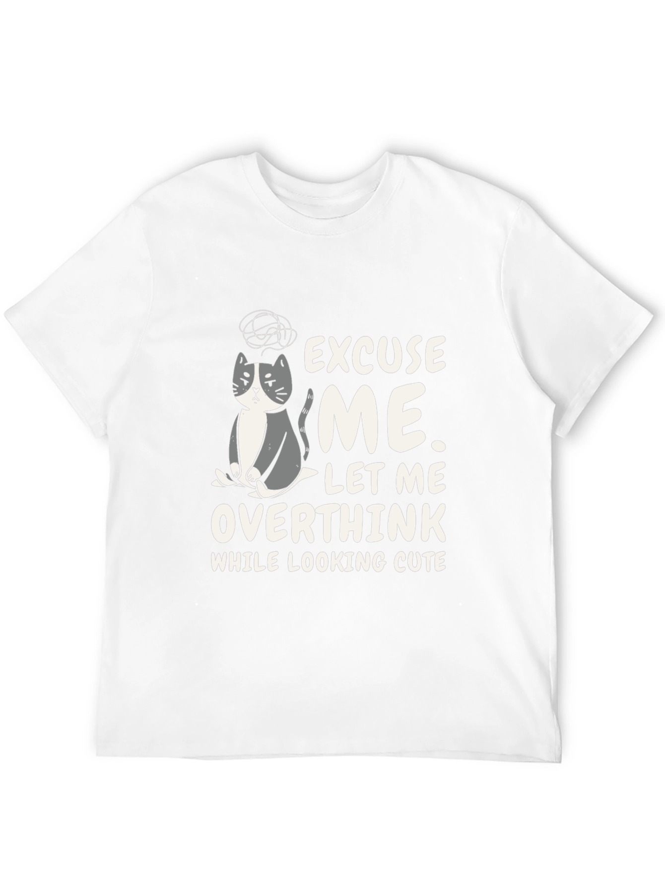 Black Overthinking Cat Graphic T-Shirt view 12